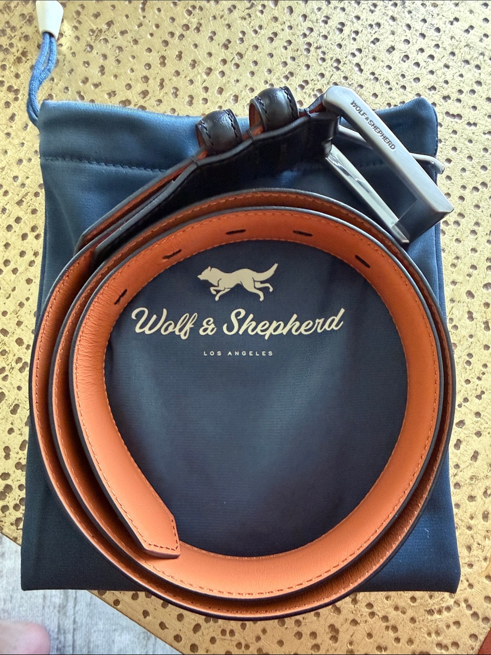 Wolf & Shepherd Black Leather Belt Sz 34